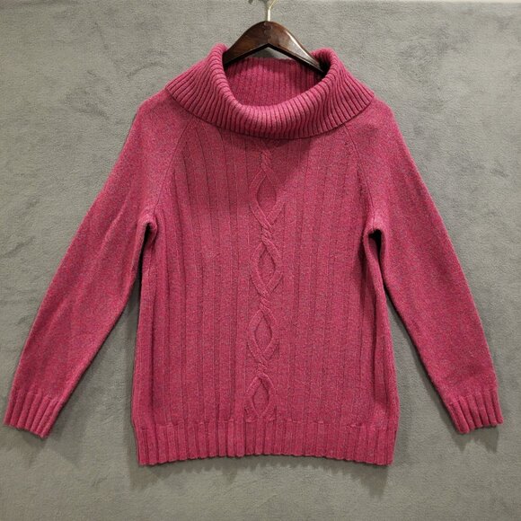 Talbots Womens Cable Knit Sweater Size Medium Turtleneck Wool Blend Fisherman - Picture 1 of 6